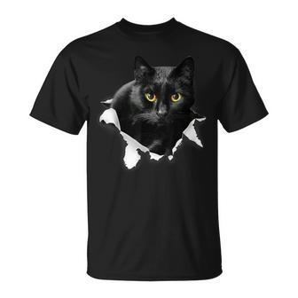Black Cat Torn Cloth For Cat Lover Cat Dad Cat Mom T-Shirt - Thegiftio UK