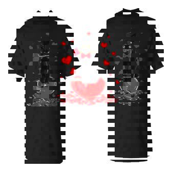 Black Cat Valentines Day Boys Girls Valentine T-Shirt - Thegiftio