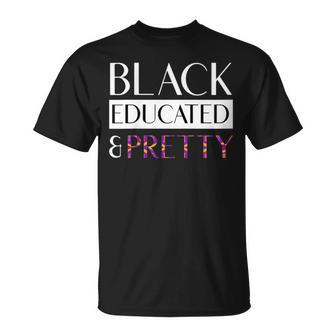 Black Educated And Pretty Kente Pattern West African Style T-Shirt - Monsterry
