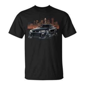 Black Gt R 34 Skyline Jdm Car Enthusiast T-Shirt - Seseable