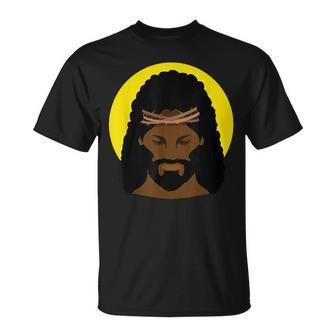 Black Jesus With Afro African American Religious Portrait T-Shirt - Seseable
