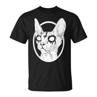 Black Metal Sphynx Cat I Goth And Death Metal T-Shirt - Monsterry