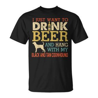 Black And Tan Coonhound Dad Drink Beer Hang With Dog T-Shirt - Monsterry CA