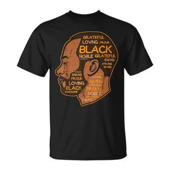 Black History Afro Man Words African American Father Dad Men T-Shirt | Mazezy