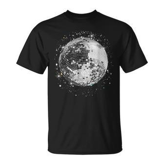 Black And White Disco Ball Club Retro T-Shirt | Mazezy