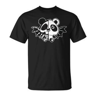 Black And White Nu Goth Vampire Panda J-Gothic New Wave T-Shirt - Monsterry DE