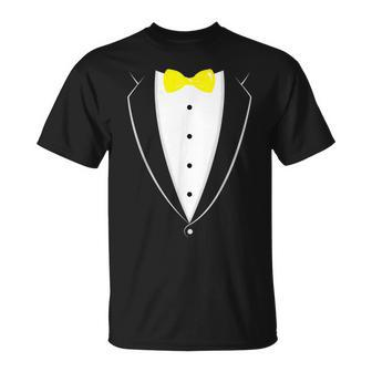 Black And White Tuxedo With Yellow Bow Tie Novelty T T-Shirt - Monsterry UK