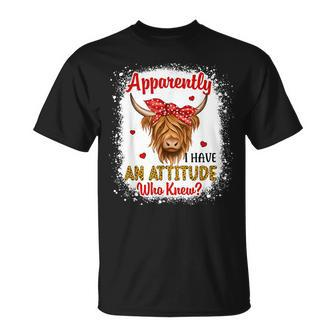 Bleached Highland Cow Apparently I Have An Attitude Who Knew T-Shirt - Monsterry UK