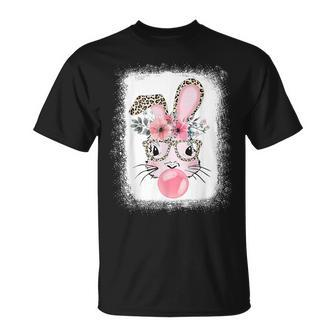 Bleached Rabbit Bunny Blowing Bubble Gum Easter Day T-Shirt - Thegiftio