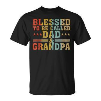 Blessed To Be Called Dad And Grandpa Retro Father's Day T-Shirt - Thegiftio UK