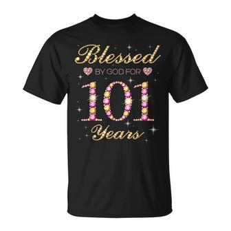 Blessed By God For 101 Years Old 101St Birthday Party T-Shirt | Seseable CA