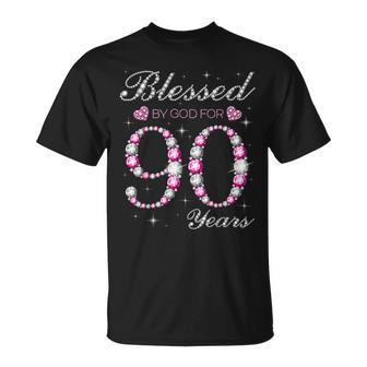 Blessed By God For 90 Years Old 90Th Birthday Party B-Day T-Shirt - Seseable