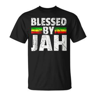 Blessed By Jah Rasta Reggae Graphic Jah Bless Print T-Shirt - Monsterry CA