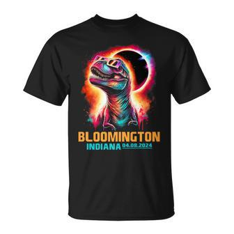 Bloomington Indiana Total Solar Eclipse 2024 T Rex Dinosaur T-Shirt | Mazezy