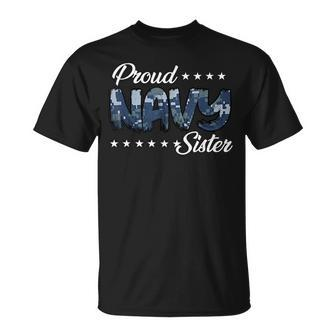 Blue Digital Bold Proud Navy Sister T-Shirt - Monsterry