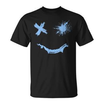 Blue Grunge Smile Blue Color Graphic T-Shirt - Monsterry UK