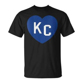 Blue Kc Heart Kc Kansas City Kc Love Blue Kc Hearts Blue T-Shirt - Monsterry