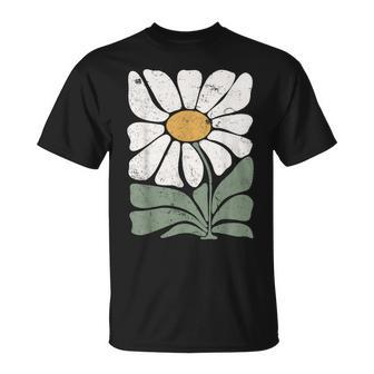 Boho Daisy Flower Retro Botanical Wildflower Gardener T-Shirt - Seseable