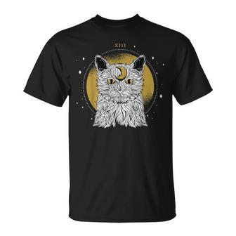 Boho Mystical Feathers Cat Moon Phases Cats Lovers T-Shirt - Monsterry AU
