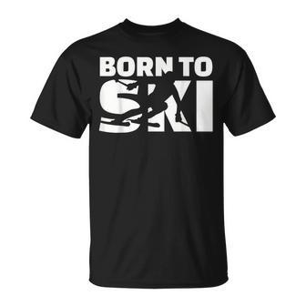 Born to Ski Schwarz T-Shirt, Pistenmotiv für Skifahrer - Seseable