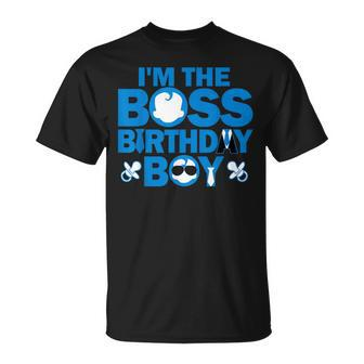 Im The Boss Birthday Boy Baby Family Party Decorations T-Shirt | Mazezy