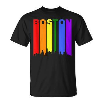 Boston Massachusetts Lgbtq Gay Pride Rainbow Skyline T-Shirt - Monsterry UK