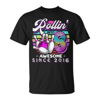 Bowling Party Rollin' 8 Awesome 2016 8Th Birthday Girls T-Shirt - Thegiftio UK