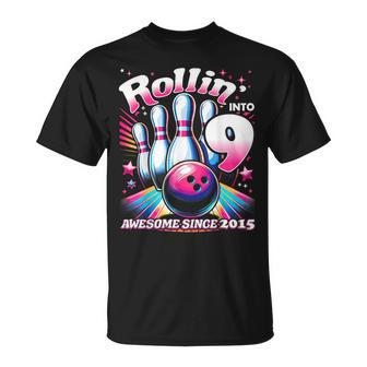 Bowling Party Rollin' 9 Awesome 2015 9Th Birthday Girls T-Shirt | Mazezy AU