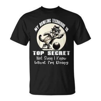 My Bowling Technique Is Top Secret Bowling Bowler Cat T-Shirt - Monsterry UK