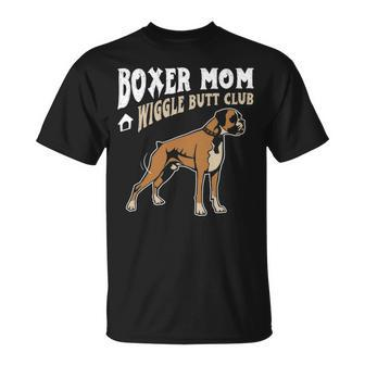 Boxer Mom Wiggle Butt Club Boxer Dog T-Shirt | Mazezy