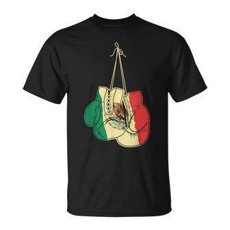 Boxing Gloves Mexican Flag Mexico Boxer Coach T-Shirt - Seseable