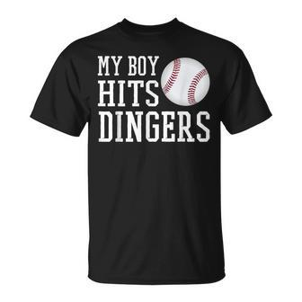 My Boy Hits Dingers Proud Baseball Mom & Dad I Hit Dingers T-Shirt - Monsterry