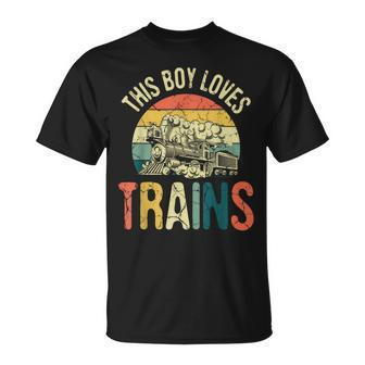 This Boy Loves Trains Model Railroad Train Vintage Railroad T-Shirt - Monsterry
