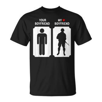My Boyfriend Is In Military Soldier Veteran Proud Girlfriend T-Shirt - Monsterry
