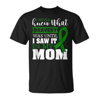 Bravery Mom Liver Cancer Awareness Ribbon T-Shirt - Monsterry CA