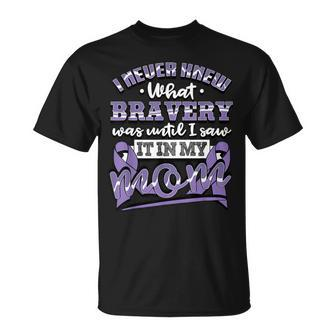 Bravery In My Mom Stomach Cancer Awareness Ribbon T-Shirt - Monsterry CA