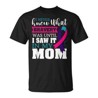 Bravery Mom Thyroid Cancer Awareness Ribbon T-Shirt - Monsterry UK