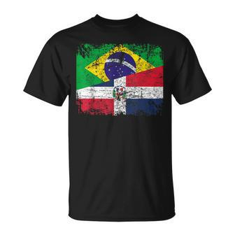 Brazil Dominican Republic Flags Half Dominican Brazilian T-Shirt - Monsterry UK