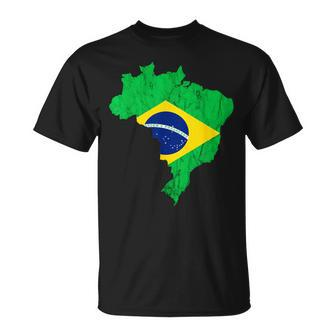 Brazil Map Brazilian Flag Trip Brasileiro Bandeiro Do Brasil T-Shirt - Monsterry UK