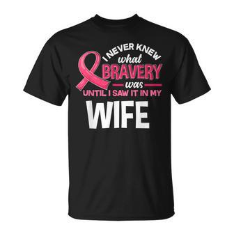 Breast Cancer Bravery Wife Breast Cancer Awareness Husband T-Shirt - Monsterry CA