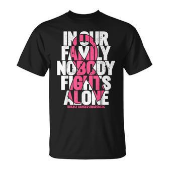 Breast Cancer Support Pink Family Breast Cancer Awareness T-Shirt - Seseable