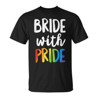 Bride With Pride Rainbow Lesbian Bachelorette Party Wedding T-Shirt - Monsterry DE