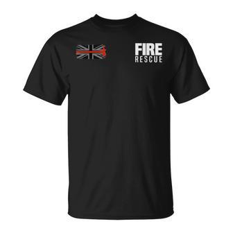 British Fire Rescue Department Fireman Uniform Uk Flag Duty T-Shirt - Thegiftio UK