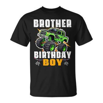 Brother Of The Birthday Boy Monster Truck Birthday Family T-Shirt - Monsterry