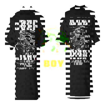 Brother Of The Birthday Boy Monster Truck Birthday Family T-Shirt - Monsterry
