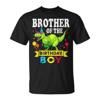 Brother Of The Birthday Boy T-Rex Rawr Dinosaur T-Shirt - Seseable