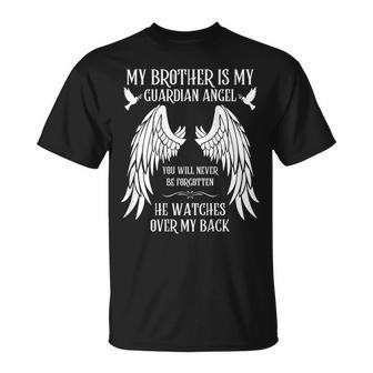 My Brother Is My Guardian Angel In Heaven Memory Memorial T-Shirt - Monsterry DE