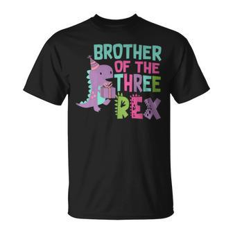 Brother Of The Three Rex Birthday Dinosaur Family Matching T-Shirt - Monsterry