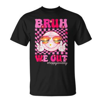 Bruh We Out Teacher Floral Hippie Smile Face Happy Last Day T-Shirt - Monsterry CA