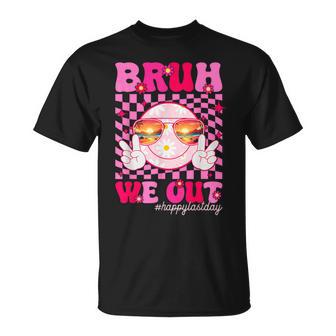 Bruh We Out Teacher Floral Hippie Smile Face Happy Last Day T-Shirt - Monsterry DE